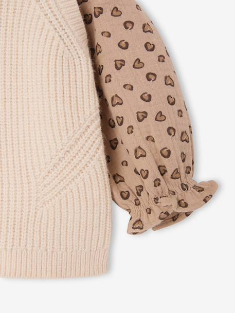 Pull 2 en 1 bébé bleu ciel+écru+rose poudré - vertbaudet enfant 
