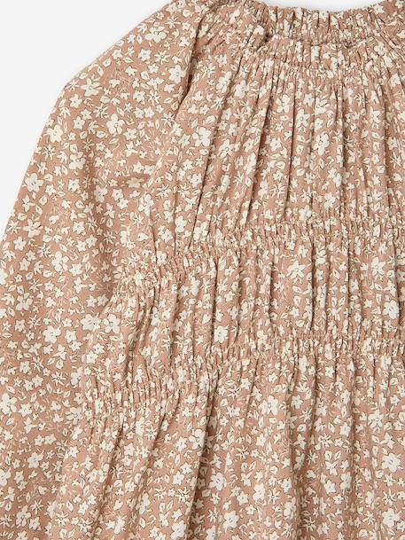 Robe courte fille manches longues cannelle+écru - vertbaudet enfant 