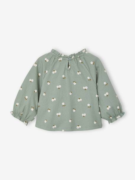 Babyshirt met lange mouwen en print saliegroen+vanille - vertbaudet enfant 