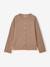 Geribde meisjesshirt met lange mouwen ecru+taupe+zachtpaars - vertbaudet enfant 