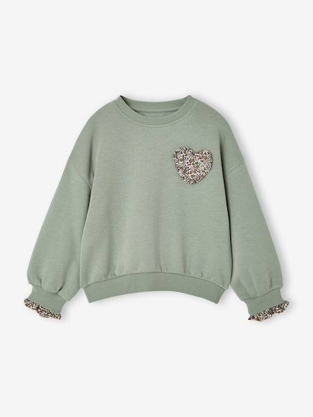 Sweat fille marine+vert de gris - vertbaudet enfant 