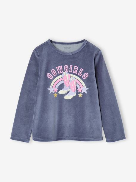 Set van 2 fluwelen meisjespyjama's leiblauw - vertbaudet enfant 