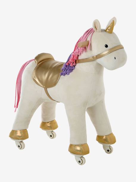 Licorne à roulettes en bois FSC® blanc+brun+écru+marron - vertbaudet enfant 