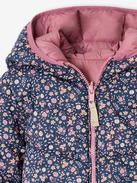 Lichtgewicht omkeerbaar donsjack voor meisjes antraciet+lichtroze+zachtpaars - vertbaudet enfant 