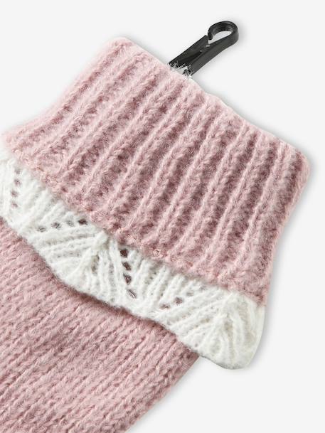 Ensemble fille bonnet, snood et gants en tricot rose pâle - vertbaudet enfant 
