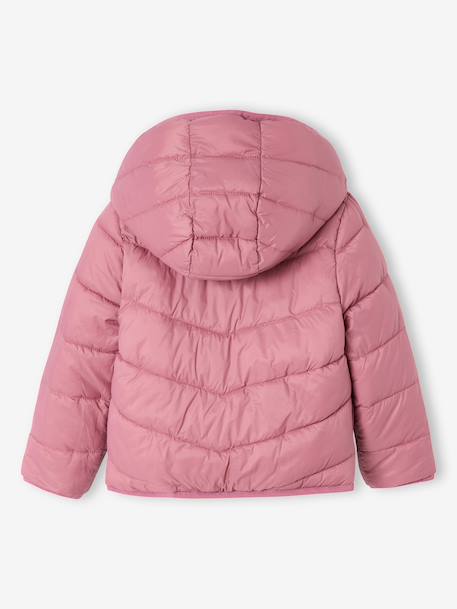 Doudoune fille légère réversible anthracite+mauve+rose pâle - vertbaudet enfant 