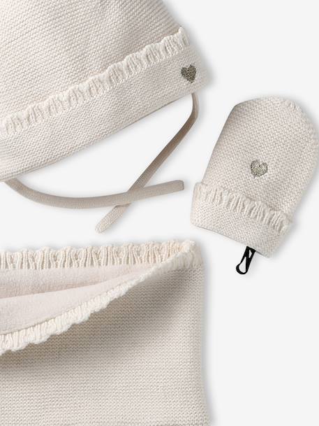 3-delige babyset met muts, colsjaal, wanten ecru - vertbaudet enfant 