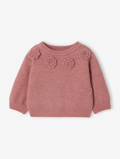 Pull bébé fille manches longues rose poudré - vertbaudet enfant 