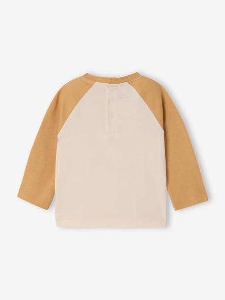 T-shirt baby met lange mouwen en een geplaatste print aan de voorkant currygeel+marineblauw - vertbaudet enfant 