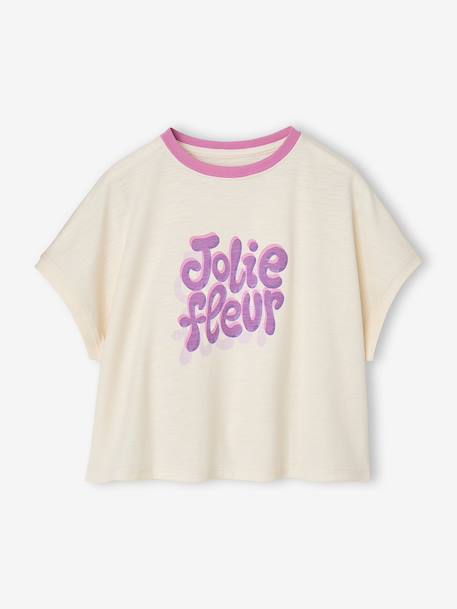 T-shirt manches courtes fille écru - vertbaudet enfant 