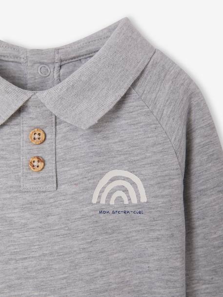 Lot de 2 bodies naissance manches longues col polo gris chiné - vertbaudet enfant 