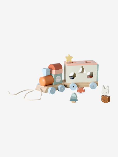 Train d'activités à tirer Happy Forest en bois FSC® écru - vertbaudet enfant 