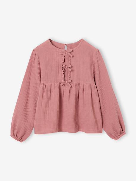 Blouse manches longues fille blush+écru - vertbaudet enfant 