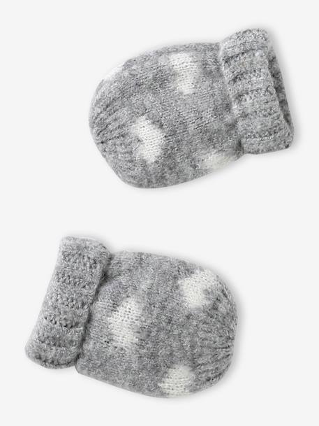 Ensemble bébé fille tricot bonnet, snood et moufles gris chiné - vertbaudet enfant 