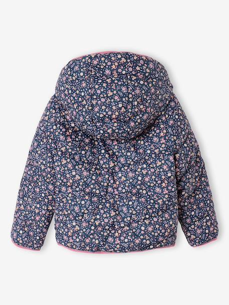 Doudoune fille légère réversible anthracite+mauve+rose pâle - vertbaudet enfant 