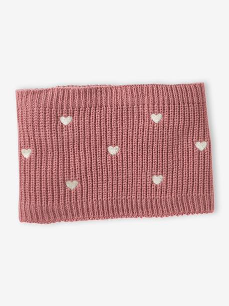 Ensemble fille tricot bonnet, snood et mitaines rose - vertbaudet enfant 