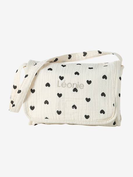 Sac à langer poupon personnalisable + couche + bavoir écru+noir+rouge - vertbaudet enfant 