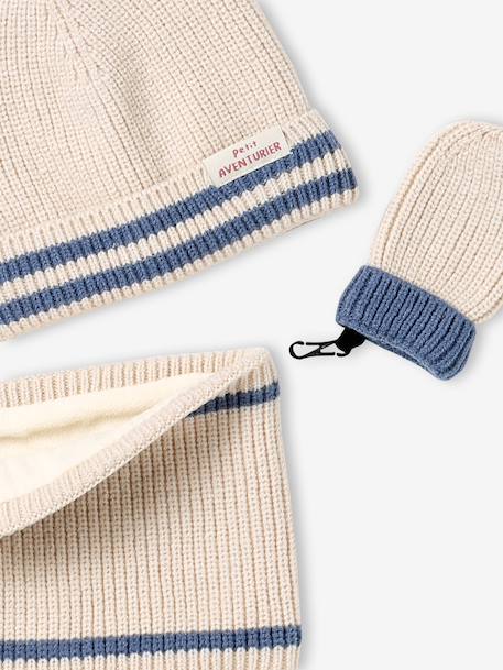 Ensemble bébé tricot bonnet, snood et moufles écru - vertbaudet enfant 