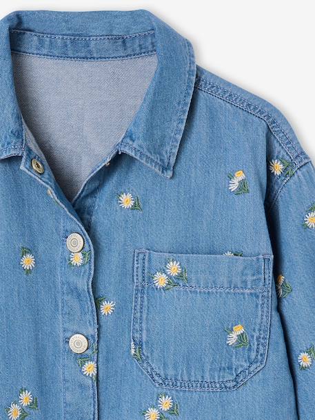 Chemise fille manches longues bleu jean - vertbaudet enfant 