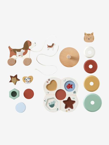 FSC® houten speelset met 3 speeltjes karamel - vertbaudet enfant 