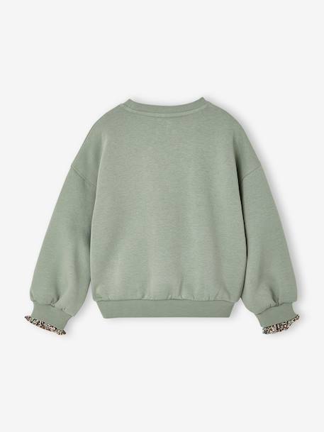 Meisjessweater met hartjespatch groengrijs+marineblauw - vertbaudet enfant 