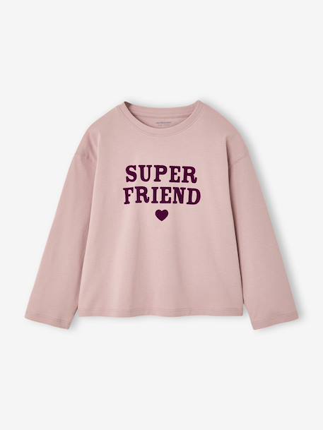 T-shirt manches longues fille encre+rose pâle+vert - vertbaudet enfant 