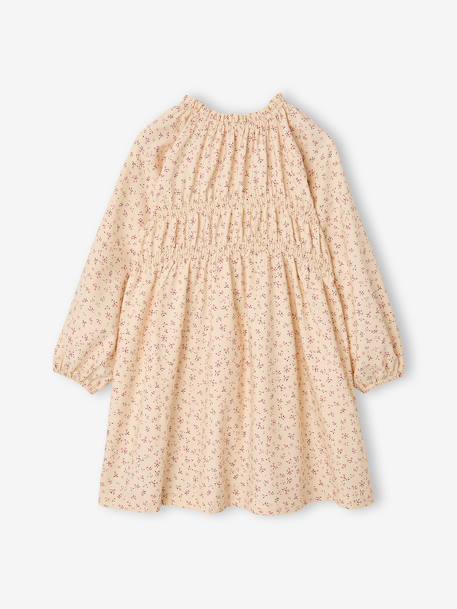 Robe courte fille manches longues cannelle+écru - vertbaudet enfant 