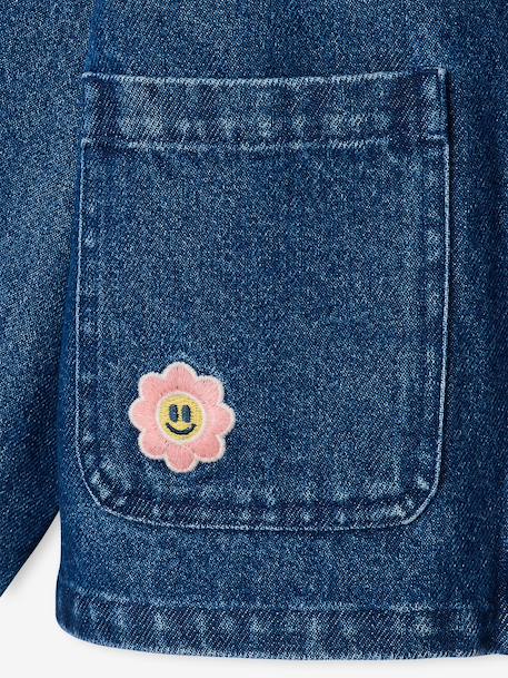 Veste denim fille col velours bleu moyen - vertbaudet enfant 