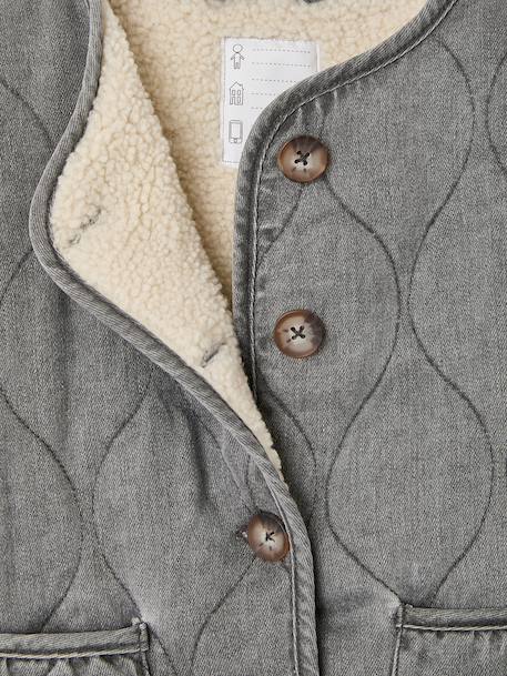 Veste matelassée fille doublée sherpa anthracite+rose - vertbaudet enfant 