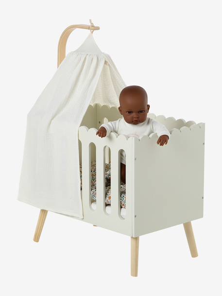 Lit poupon feston en bois FSC® blanc - vertbaudet enfant 