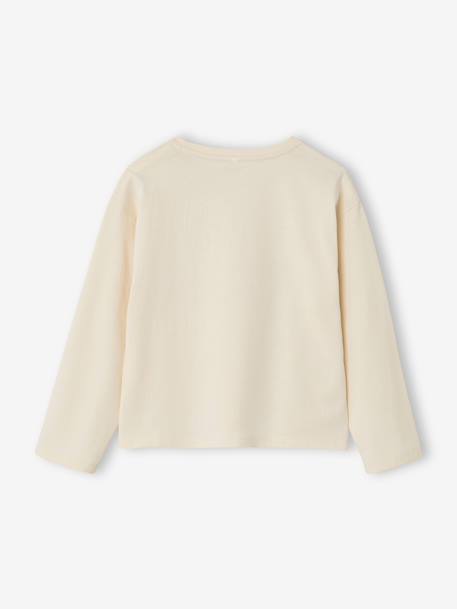 T-shirt manches longues fille anthracite+écru+vieux rose - vertbaudet enfant 