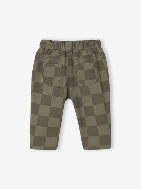 Babyjongensbroek met ruitdessin kaki - vertbaudet enfant 