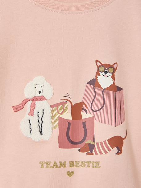 Meisjes T-shirt met lange mouwen ecru+roze (poederkleur) - vertbaudet enfant 