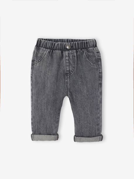 Basics denim jeans voor baby's met elastische tailleband en zakken denimgrijs+ongewassen denim - vertbaudet enfant 