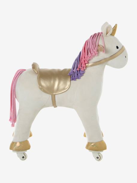 Cheval à roulettes en bois FSC® blanc+brun+écru+marron - vertbaudet enfant 
