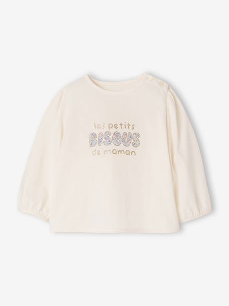 T-shirt manches longues bébé fille écru - vertbaudet enfant 
