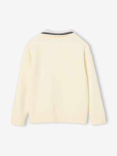 Pull polo fille manches longues écru - vertbaudet enfant 