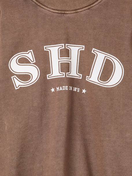 Sweat fille manches longues chocolat+gris - vertbaudet enfant 