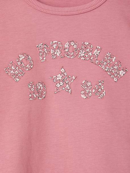 T-shirt manches longues fille écru+mauve - vertbaudet enfant 