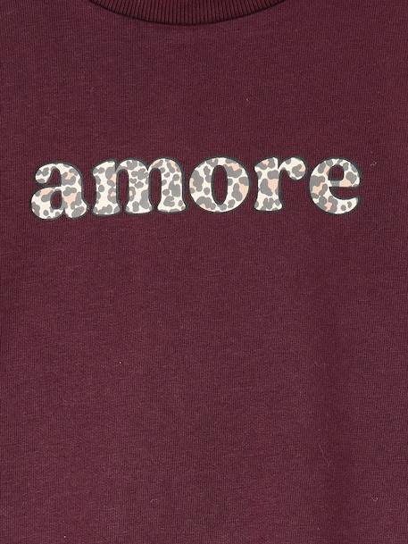 Sweat fille oversize inscription léopard anthracite+bordeaux - vertbaudet enfant 