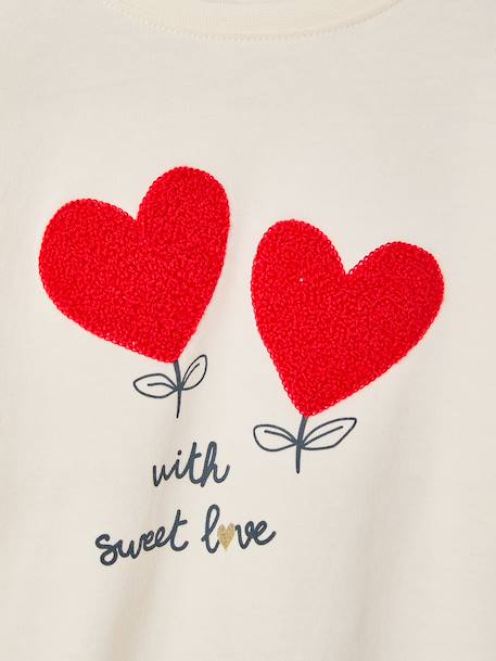 T-shirt manches longues fille écru+rose poudré - vertbaudet enfant 