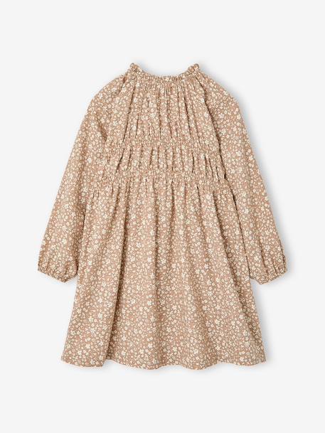 Robe courte fille manches longues cannelle+écru - vertbaudet enfant 