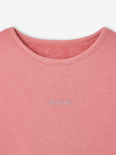 Meisjesshirt met fleece, lange mouwen rouge+vanille - vertbaudet enfant 