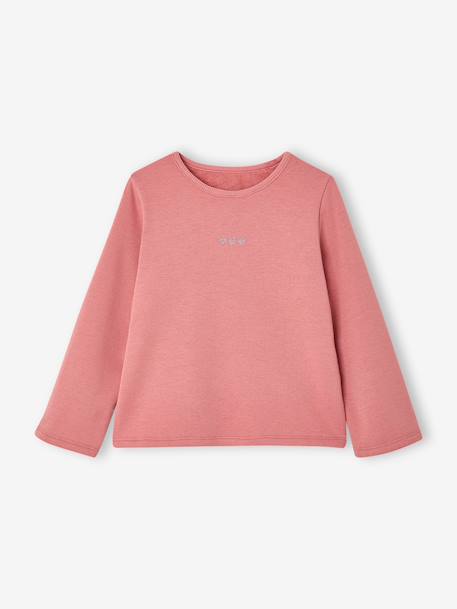 Meisjesshirt met fleece, lange mouwen rouge+vanille - vertbaudet enfant 