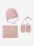 3-delige babyset met muts, colsjaal, wanten roze (poederkleur) - vertbaudet enfant 