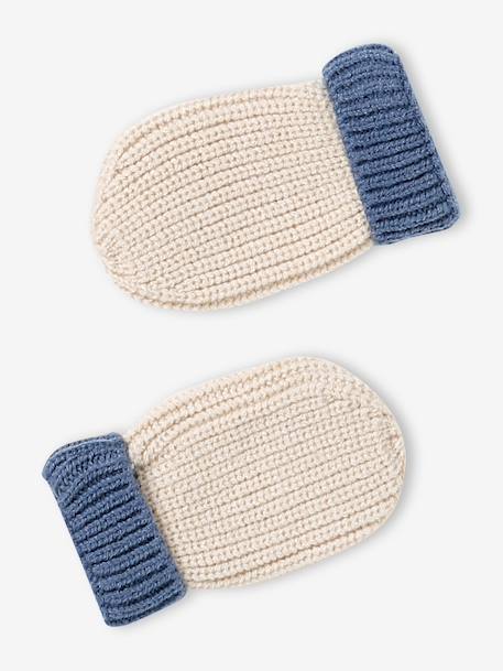 Ensemble bébé tricot bonnet, snood et moufles écru - vertbaudet enfant 