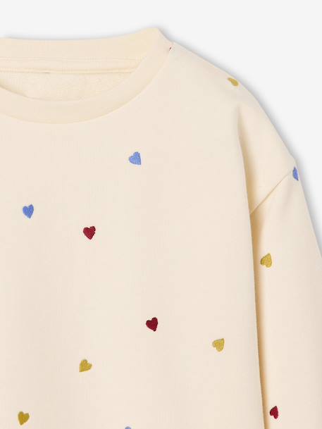 Sweat fille manches longues écru+rose pâle - vertbaudet enfant 