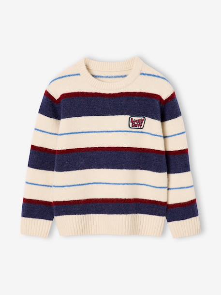 Pull garçon manches longues marine+noisette - vertbaudet enfant 