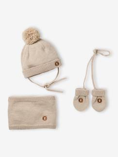 Bébé-Accessoires-Bonnet, écharpe, gants-Ensemble bébé bonnet, snood et moufles 
