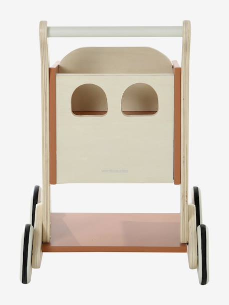 Grand chariot de course porte-poupée en bois FSC® blanc+caramel - vertbaudet enfant 